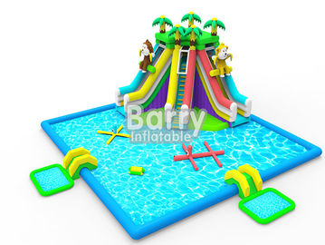 Anak-anak peralatan taman air tiup, OEM / ODM rimba tiup taman air slide pool