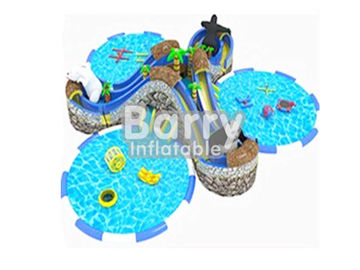Anak-anak Inflatable Water Park / Aqua Park Durable Commercial Grade Dengan 3 Pools