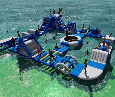 OEM Tarpaulin Inflatable Floating Water Park Family Resorts Taman Air Mengambang Blow Up Island