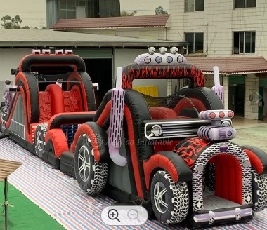 0.55mm PVC Bounce House Race Car Tantangan Rintangan Tiup