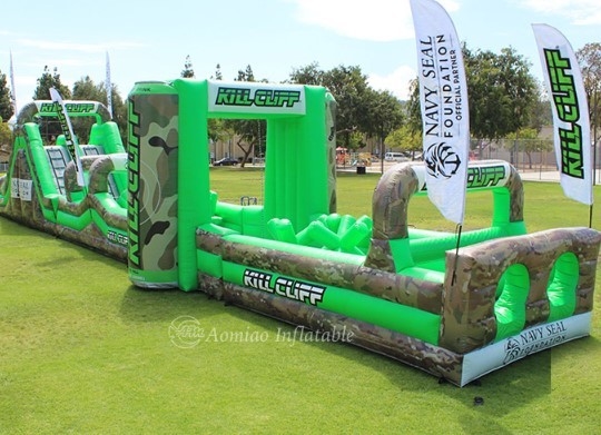 Tahan air PVC Bouncy Castle Rintangan Kursus Survivor Challenge Peralatan Bermain Luar Ruangan Tiup