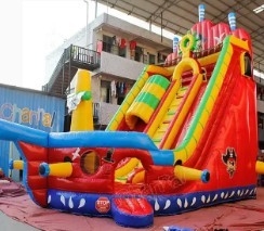 Tema Hewan Slide Air Inflatable Kapal Bajak Laut Berlayar Slide Kering