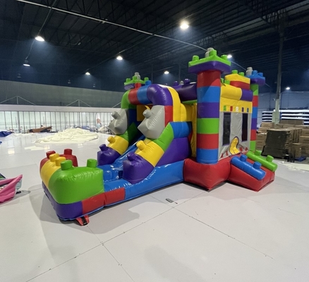 Tarpaulin Commercial Bounce House Dengan Slide Hiburan Bouncy Castle Combo