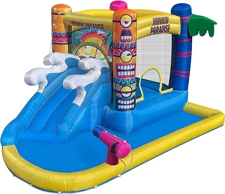 Kastil Lompatan Inflatable Berkualitas Komersial Dengan Slide Backyard Slide Dengan Meriam Air