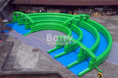Gila Fun Green Inflatable City Slide Big Inflatable Slides Untuk Jalan / Jalan
