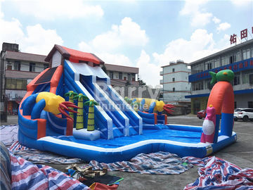 Slide Berbentuk Rumah Taman Air Tiup Portabel Aquapark taman hiburan air tiup Untuk Tanah Luar Ruangan
