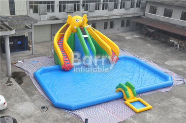Ponsel Taman Air Tiup Komersial Besar Dengan Desain Slide Gajah Membangun