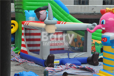 Outdoor / Indoor Bajak Laut Anak Inflatable Bouncer Jumping Houses Fade Proof