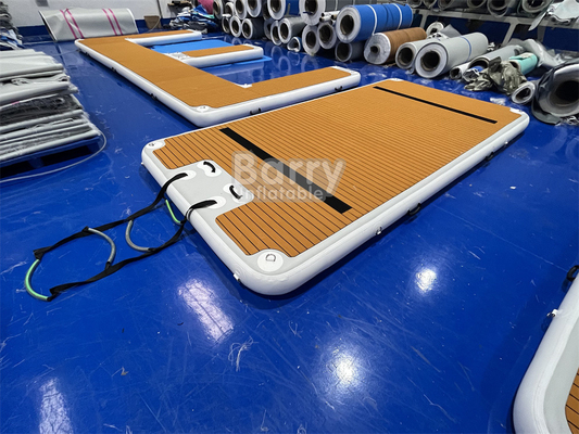 Sun Bathing Swim Play Wakeboard Customized Warna Inflatable Dock Dengan Teak Finish Dan Kapasitas Tinggi