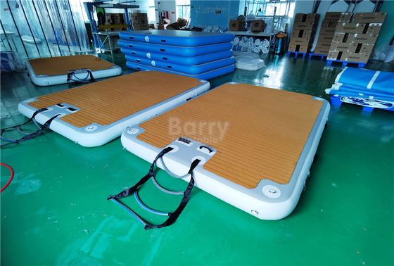 Outdoor Inflatable Swim Island Floating Raft, Inflatable Floating Water Jet Ski Dock Floats Platform Dengan Tangga