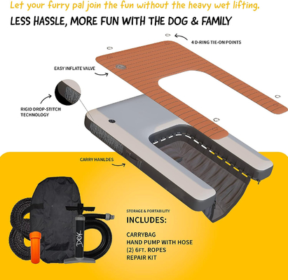 Logo yang disesuaikan Dock Terapung Inflatable DWF PVC Tarpaulin Air Ramp Dog Inflatable Untuk Dog Swim