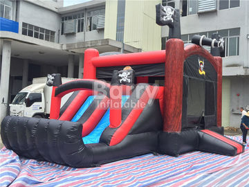 Kapal bajak laut Bounce Round Inflatable Combo Slide, Inflatable Bouncers For Kids Party
