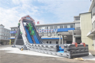 Abu-abu Musim Panas Komersial Splash Giant Inflatable Water Slide 25x4.3x9.5M
