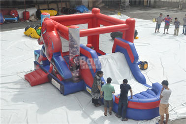 Spiderman Bouncy Castle, Round Inflatable Bouncer Combo Dengan Slide