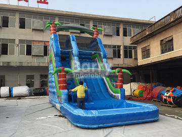 Musim panas Palm Tree Inflatable Outdoor Water Slide Dengan Printing