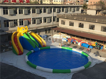 0,55mm PVC Terpal Inflatable Water Slide Park Untuk Anak-Anak / Permainan Air Inflatable