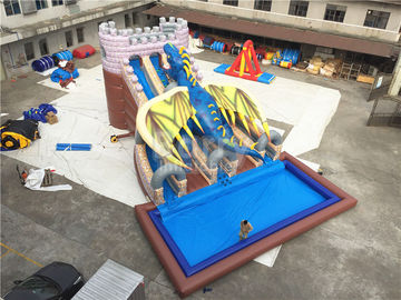 Kelas komersial Kelas Naga Besar Inflatable Water Slides 15 * 11 * 8m Disesuaikan