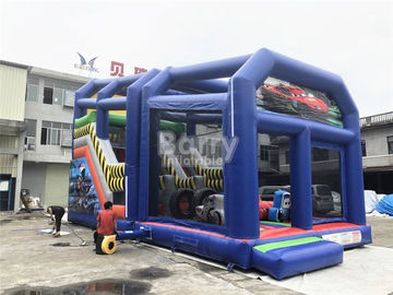 Luar ruangan Kartun Inflatable Bouncy Slide Untuk Anak-Anak / Balita Dengan Shelter Cover