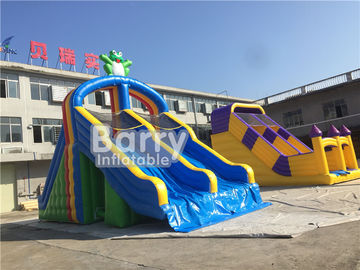 PVC Tarpaulin Double Lanes Inflatable Air Slides Frog Untuk Kolam Renang