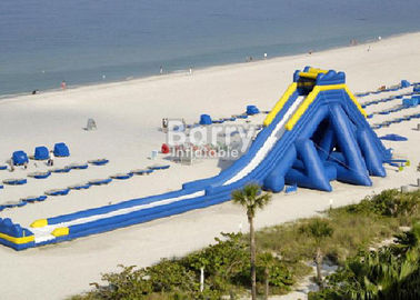PVC Bahan Terpal Biru Raksasa Tiup Air Slide Untuk Dewasa Satu Jalur