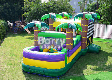 30 FT Palm Beach Kendala Rumah Bouncing, Inflatable Bouncy Castle Dengan Water Slide