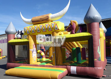 Anak-anak Clearance Western Theme House Inflatable Balita Playground Dengan Slide