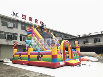 Kartun Rumah Bouncing Tiup Dan Slide Combo Dengan Blower Untuk Sekolah Dan Tempat Penitipan Anak