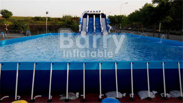 Kolam tahan lama 0.9mm PVC terpal bingkai logam kolam renang untuk taman air