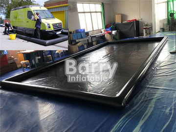 Hitam PVC Inflatable Car Wash Mat Disesuaikan Air Containment Mat