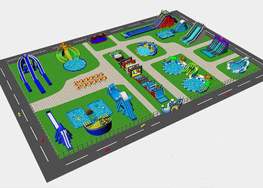Resort Komersial Air Tiup dengan Taman dengan Slide dengan Kolam Renang Di Tanah