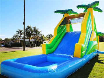 Slide Terapung Inflatable PVC 0.55mm Customzied Dengan Kolam Renang