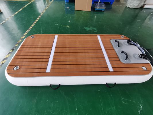 Custom Made 3x1m Inflatable Floating Boat Dock Warna Kayu