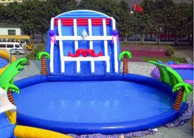 Palm Tree Inflatable Swimming Pools Dengan Slide, Inflatable Di Atas Tanah Kolam Renang