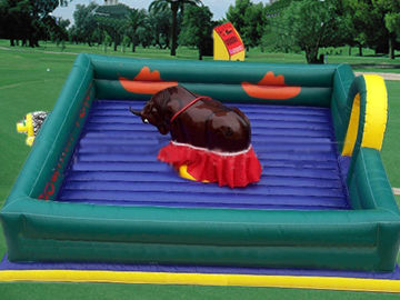 Square Inflatable Mat Mechanical Bull, PVC Tarpaulin Inflatable Mat dengan Mechanical Rodeo Bull