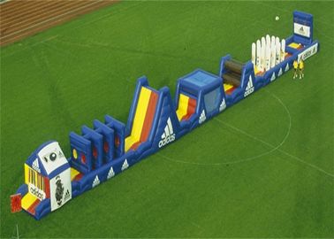 Blue Long Inflatable Kendala Combo Untuk Outdoor Blow Up Games