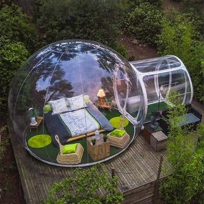 1mm PVC Transparan Bubble Tent Dengan Tunnel Inflatable Camping Tents