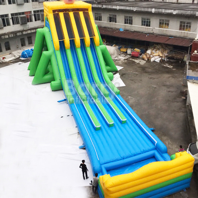 Ukuran Kustom 0.55mm Plato Inflatable Four Lane Water Slide
